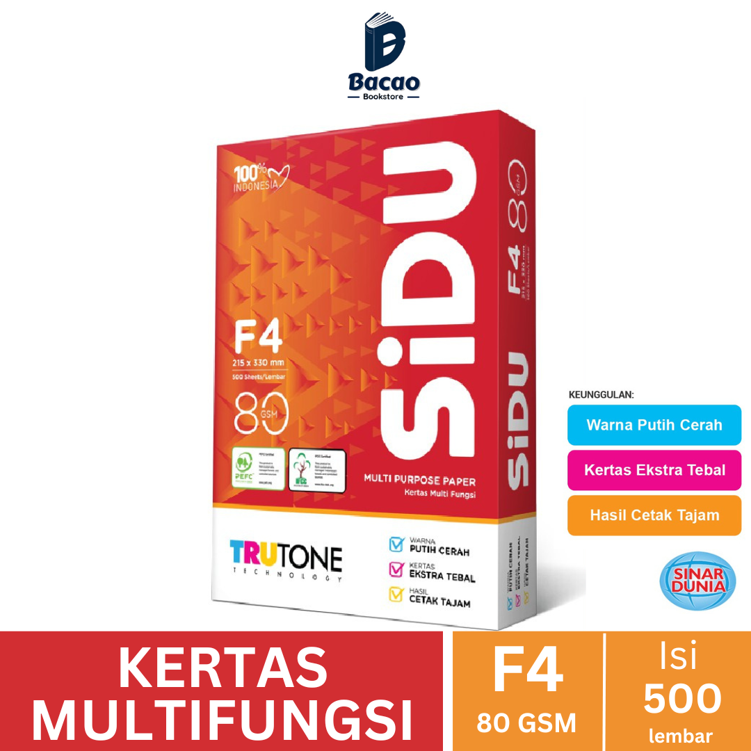 

Kertas Hvs Fotocopy Print 80 GSM F4 Multi Purpose Paper by SIDU