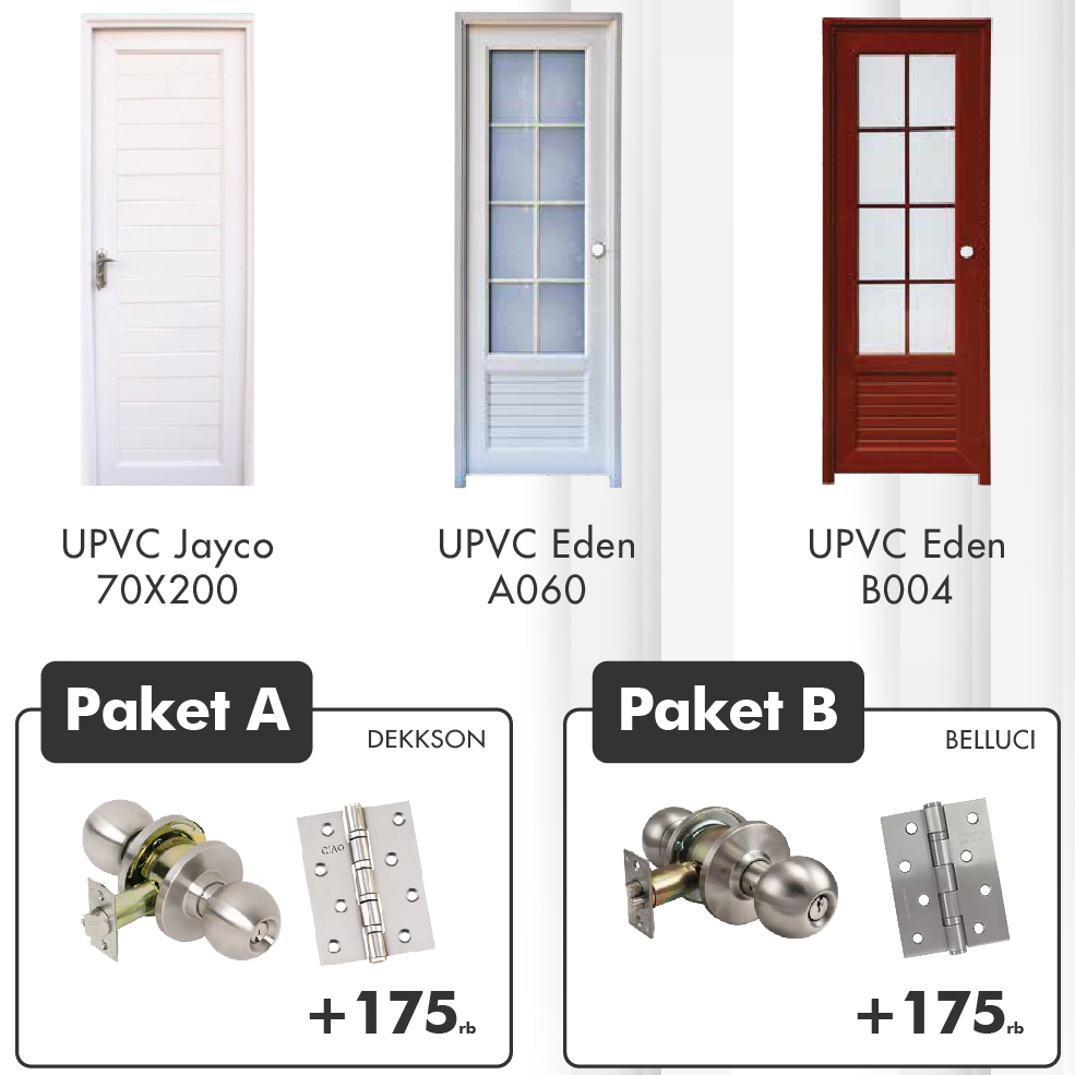 PAKET PINTU UPVC KAMAR MANDI + HANDLE PINTU