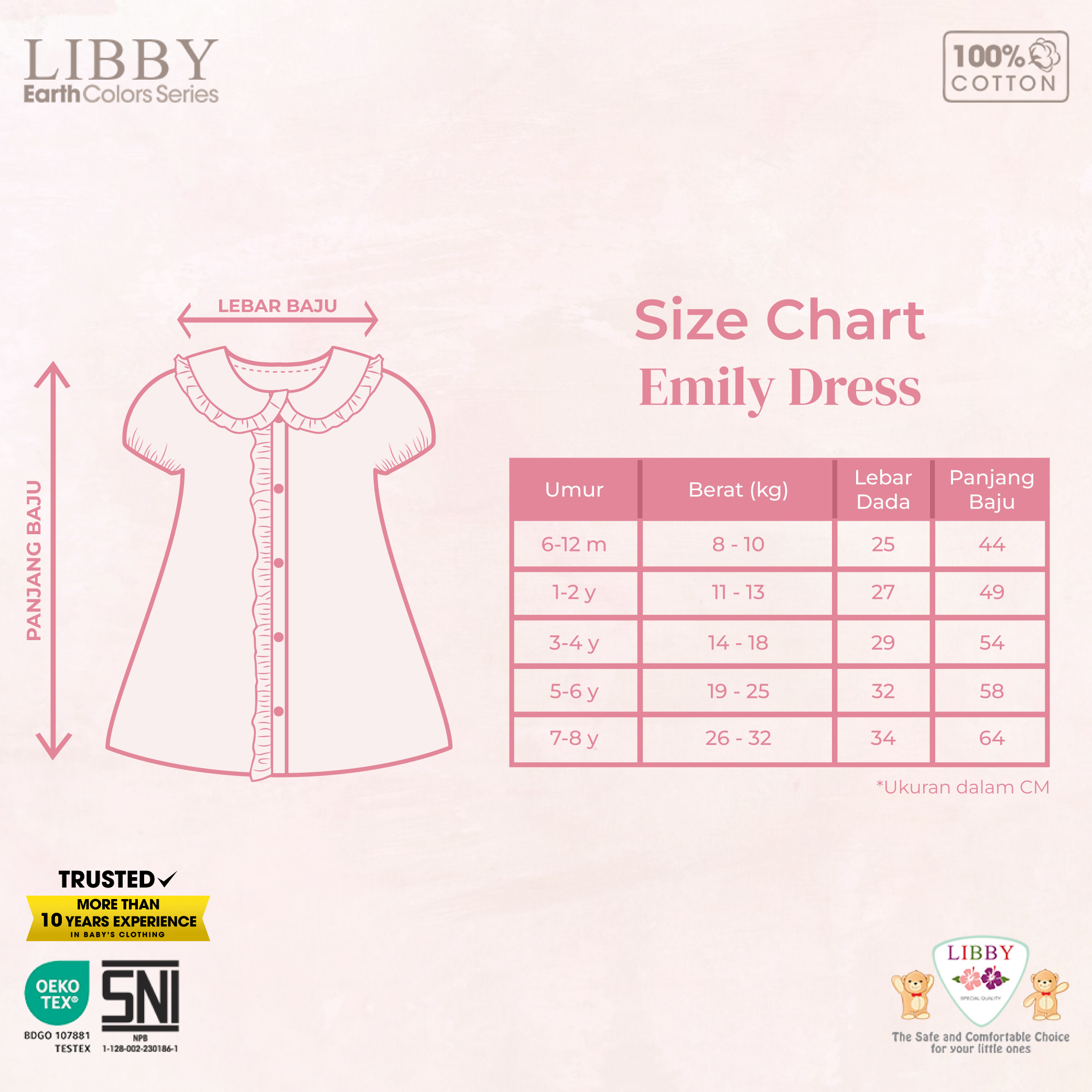 Libby Emily Dress 6 Bulan - 8 Tahun Collar Puffy Dress / Dress Bunga Anak Perempuan Earth Series