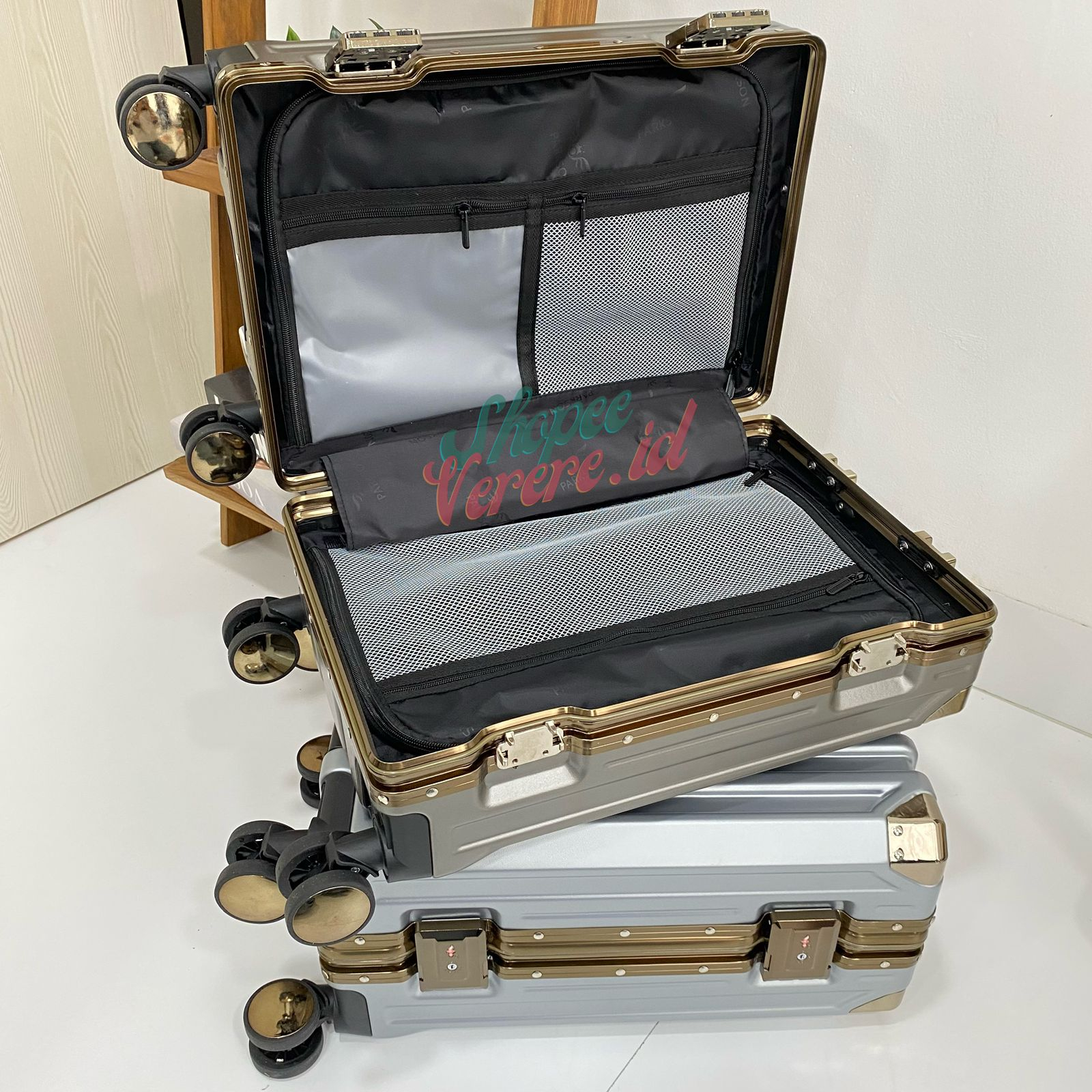 Koper Parkson AKIO Series 18 Inch Size Koper Cabin TSA Lock Frame Aluminium SuitCase Koper Anti Pecah