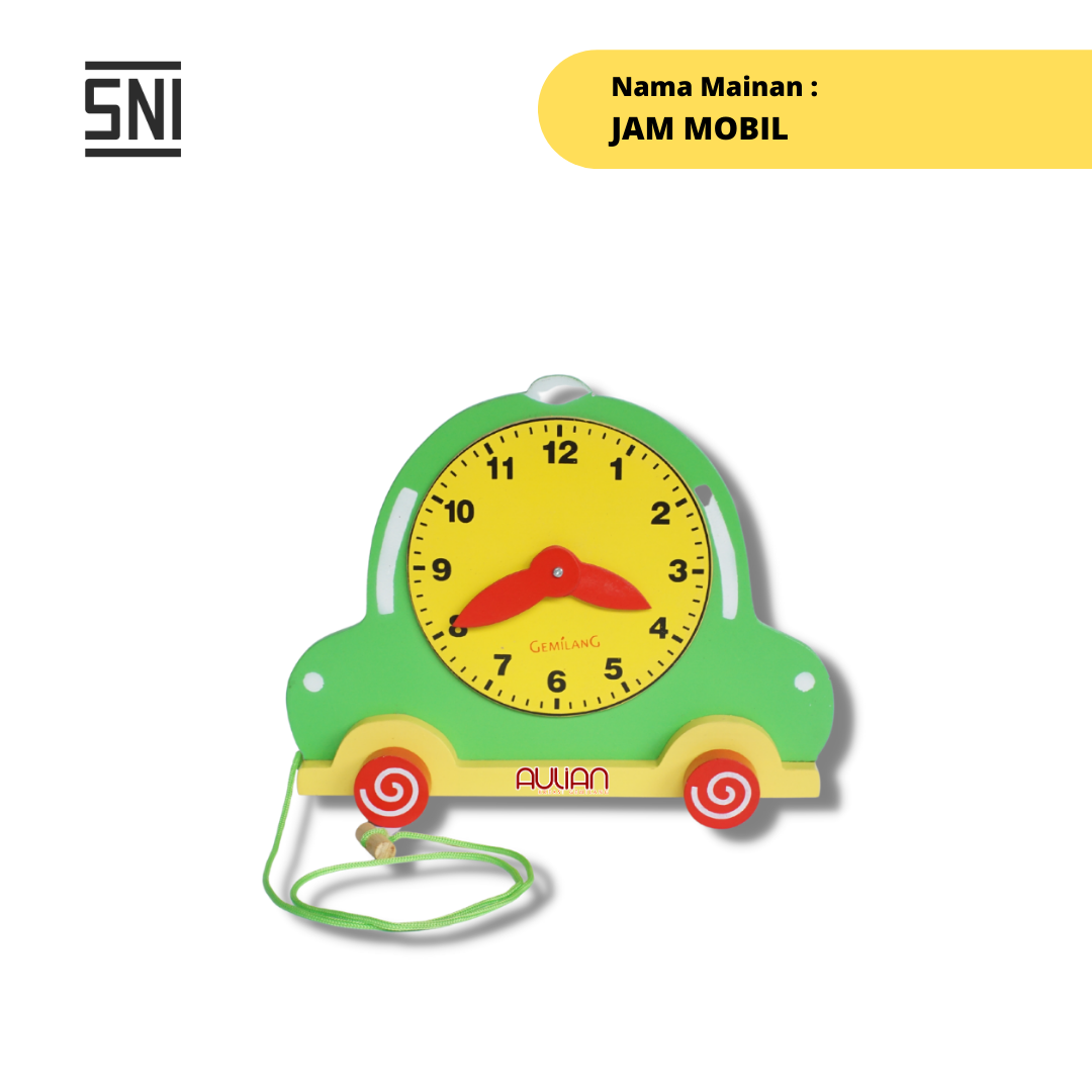 MAINAN EDUKASI ANAK / MAINAN KAYU / APE PAUD - JAM MOBIL