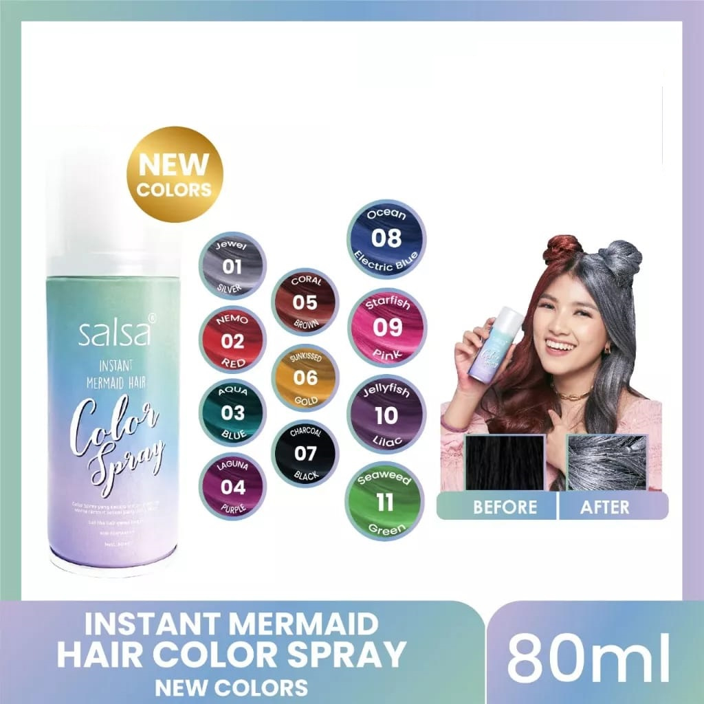 ☘️ CHAROZA ☘️ SALSA Instant Mermaid Hair Color Spray Semir Rambut Spray 80 ML