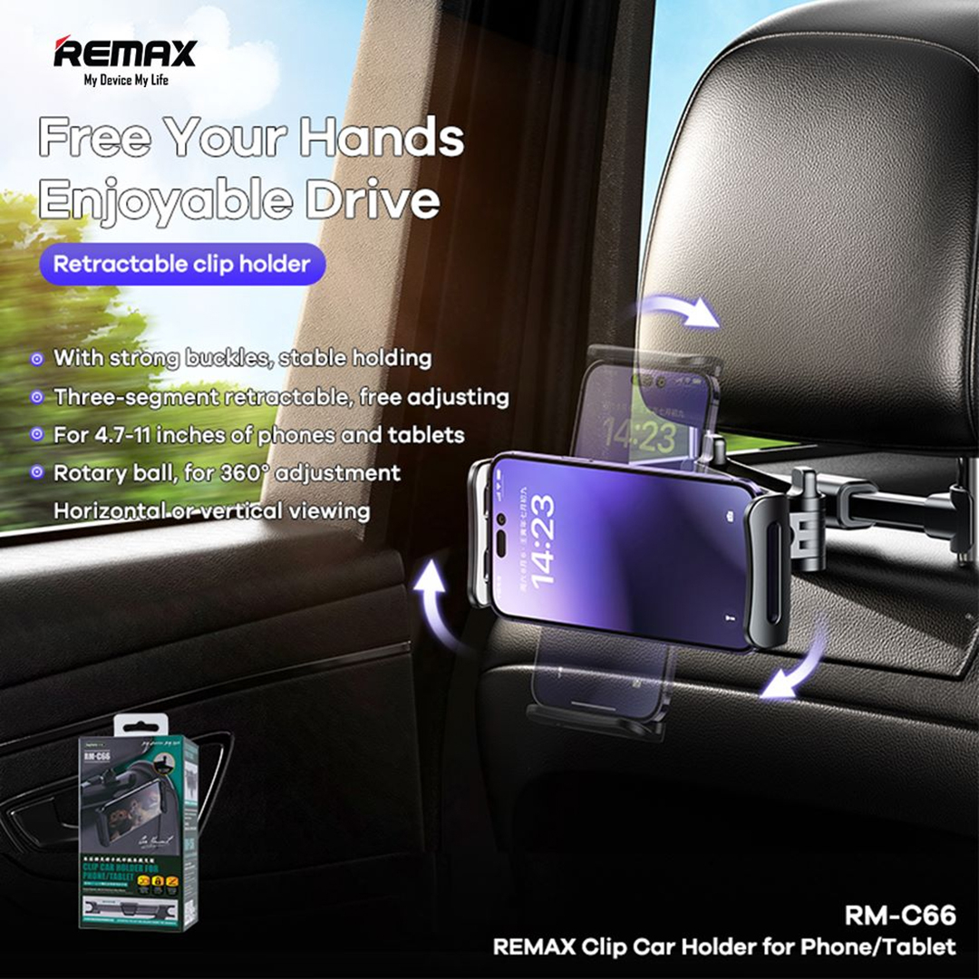 REMAX RM-C66 Car Holder upto 11 Inch Foldable Storage Stable Locking