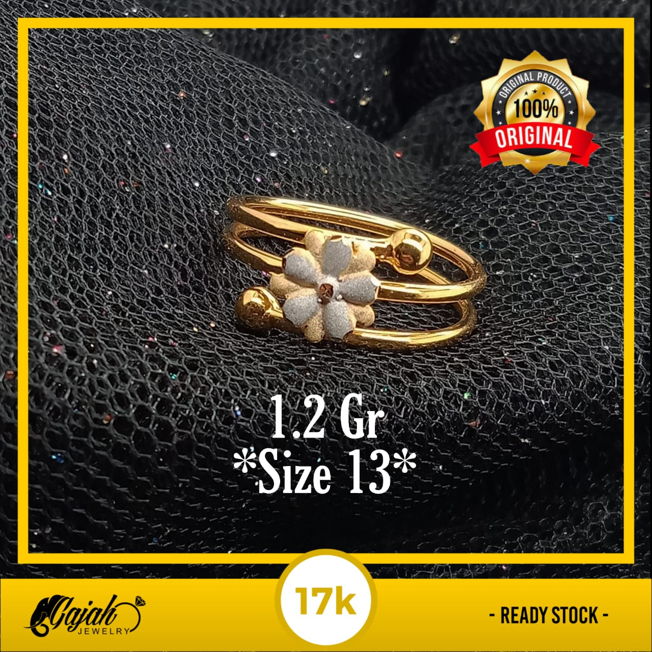 Cincin Emas 17K - 1.2 Gr Kadar 750 - CMS100000033