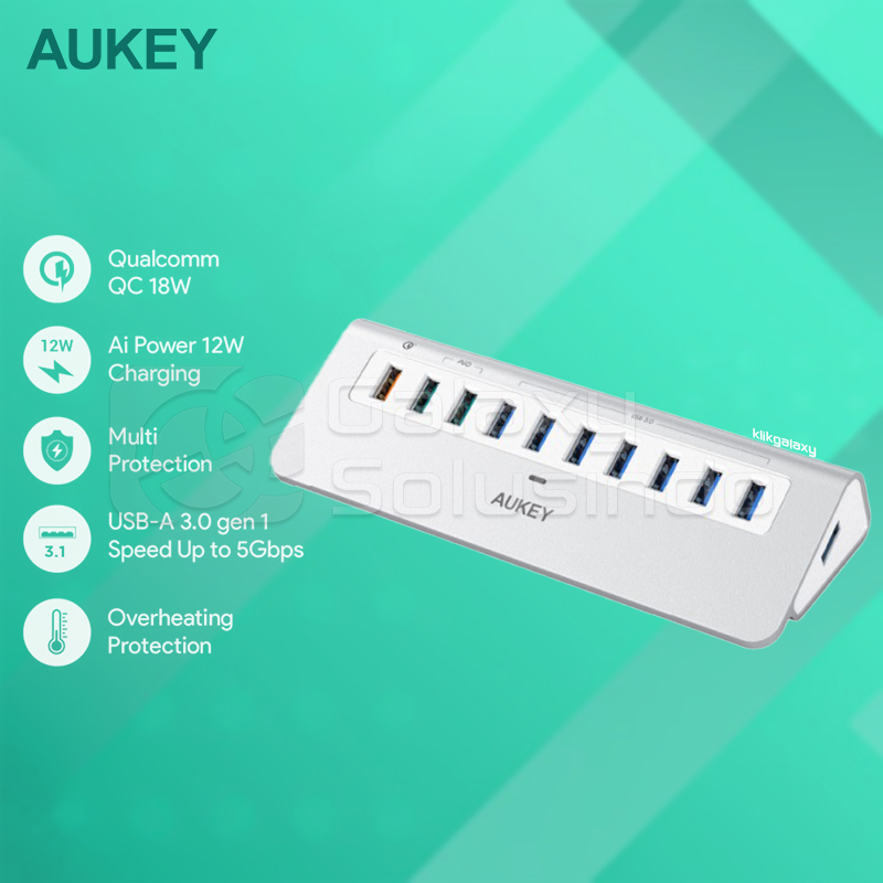 AUKEY CB-H6S 3 Charging Ports and 7 USB HUB 3.0