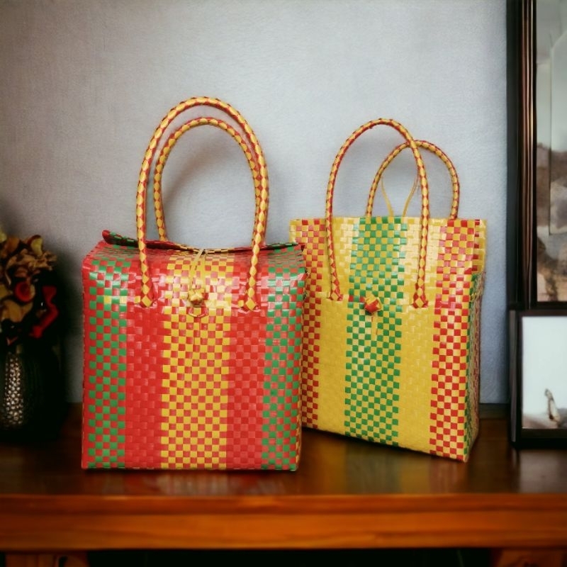 Tas Anyam Sedang Plastik Tas Belanja Tote Bag