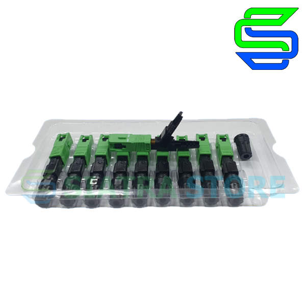 Fiber Optic SC APC Fast Connector | FTTH Fast konektor SC APC Hijau 10pcs