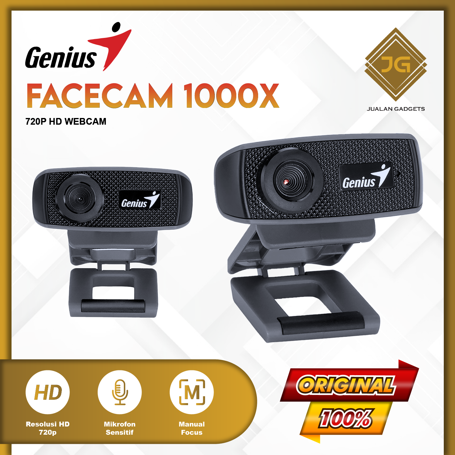 Genius FACECAM 1000X 720p HD WebCam Gamer Laptop Komputer