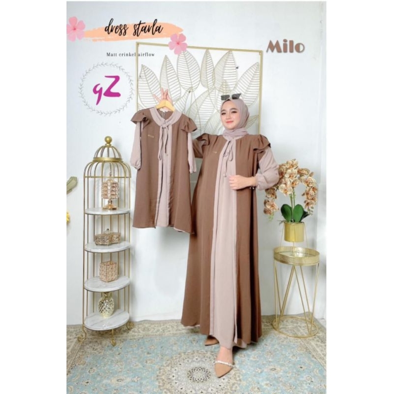 Gamis/Dress Starla Crincle couple ibu dan anak ORI Gwenza