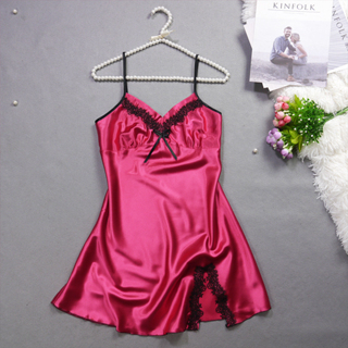 GO!BT1175 Pakaian Baju Dress Satin Pita Renda Bunga Baju Tidur Bahan Dres Satin Sexy Fashion Korea