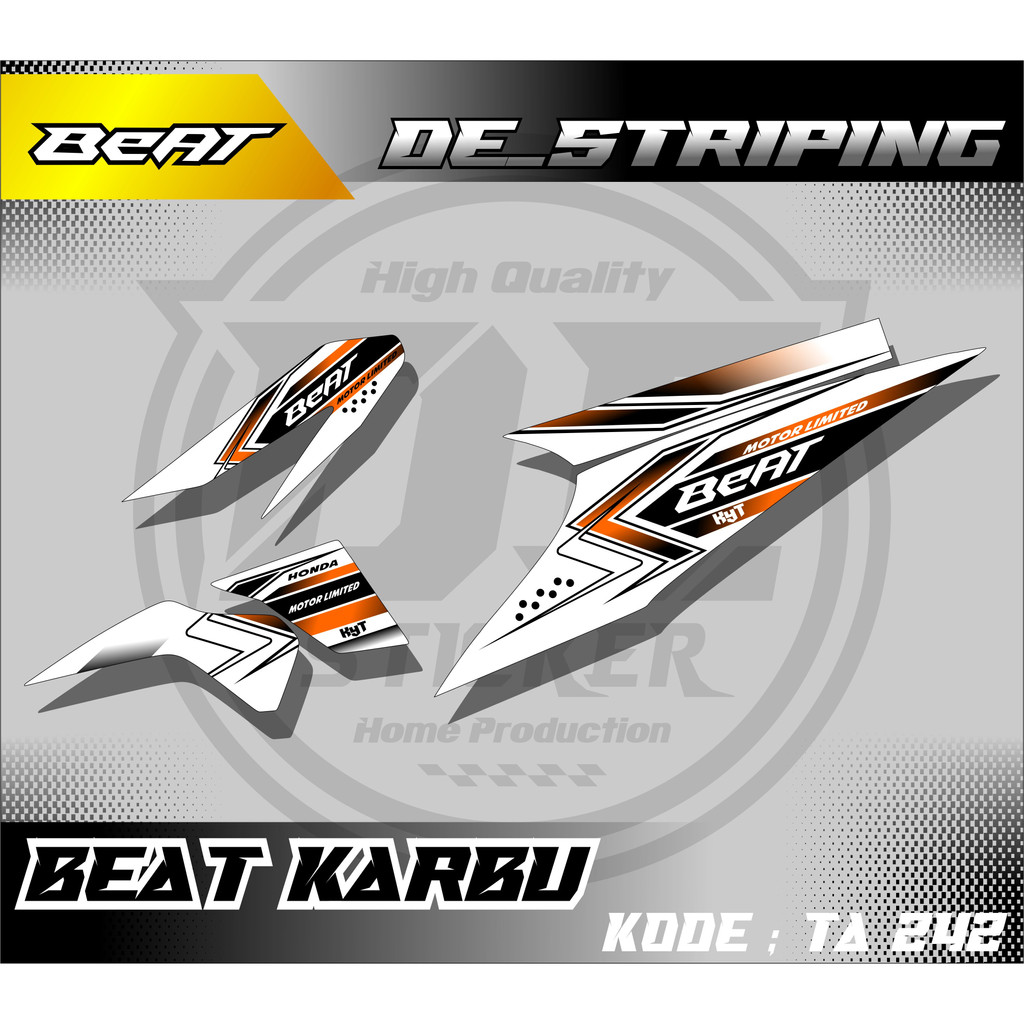 Striping Sticker Aksesoris Motor Beat Karbu Semifull Motif Balab Racing Keren TA242