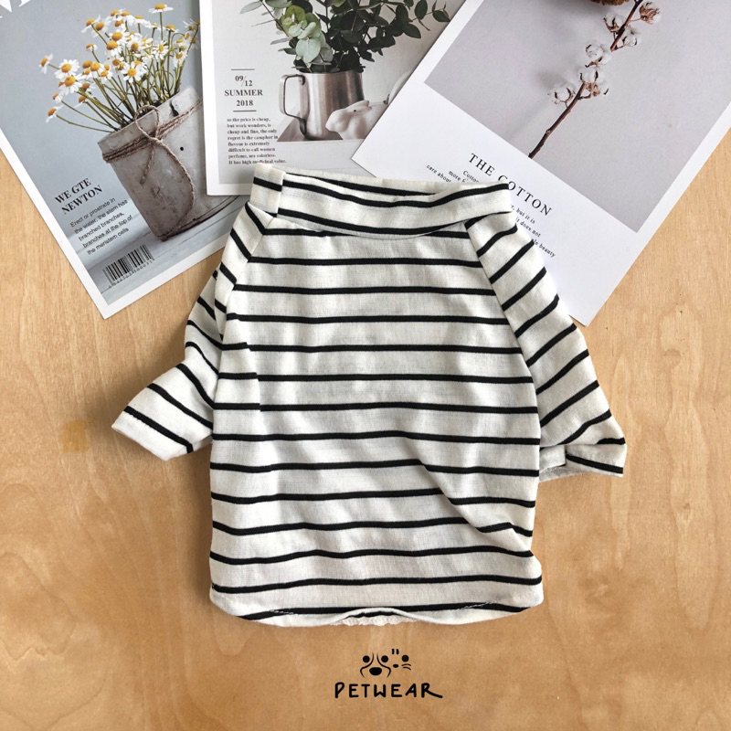 baju anjing/ baju kucing motif garis hitam putih murah