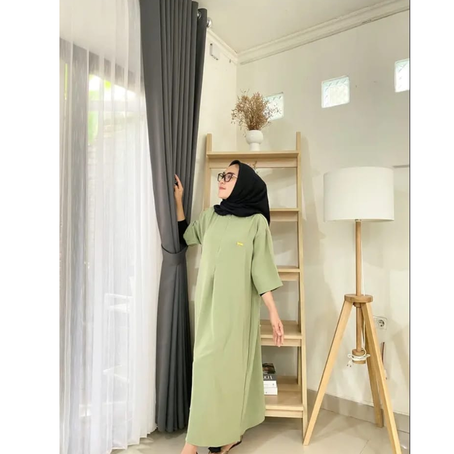 LUCY GAMIS MIDI DRESS POLOS OVERSIZE ATASAN WANITA BUSUI CRINCLE AIRFLOW PREMIUM (KJI)