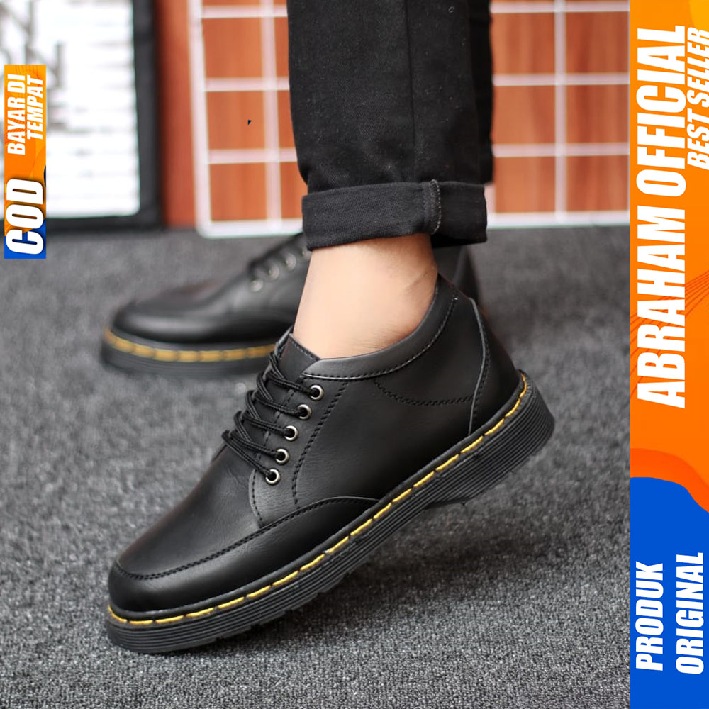 Sepatu Formal Pantofel Pria Docmart Casual Kulit Pu Hitam Kerja Pria