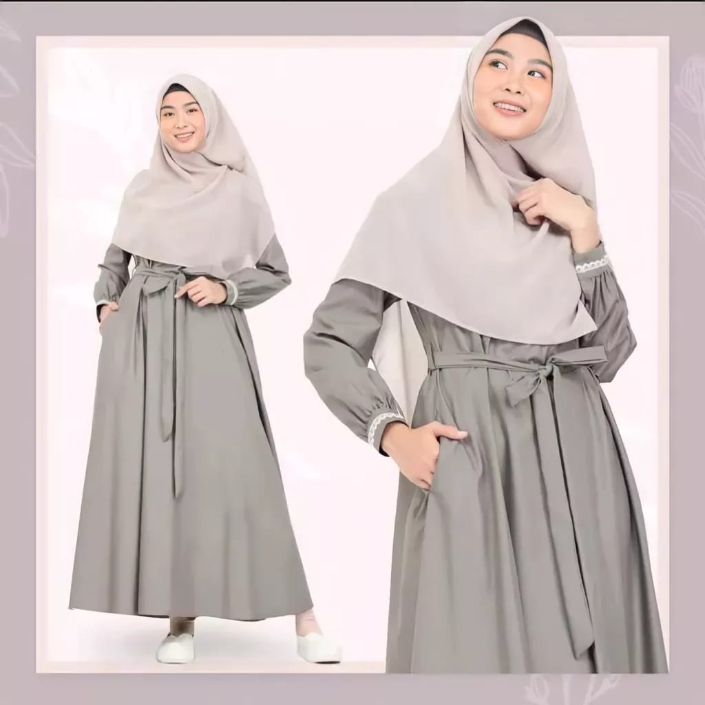 GAMIS TOYOBO POLOS WANA GREY GAMIS / BAJU WANITA / DRESS WANITA