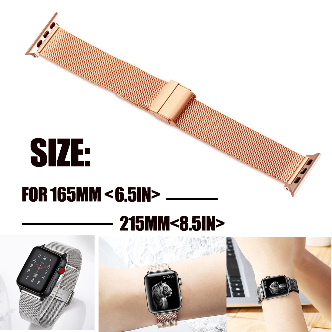 Strap Apple Watch Series 7 8 9 Milanese Loop Stainless Steel Cover Silicone iWatch 41mm 45mm Smartwatch Band Locked