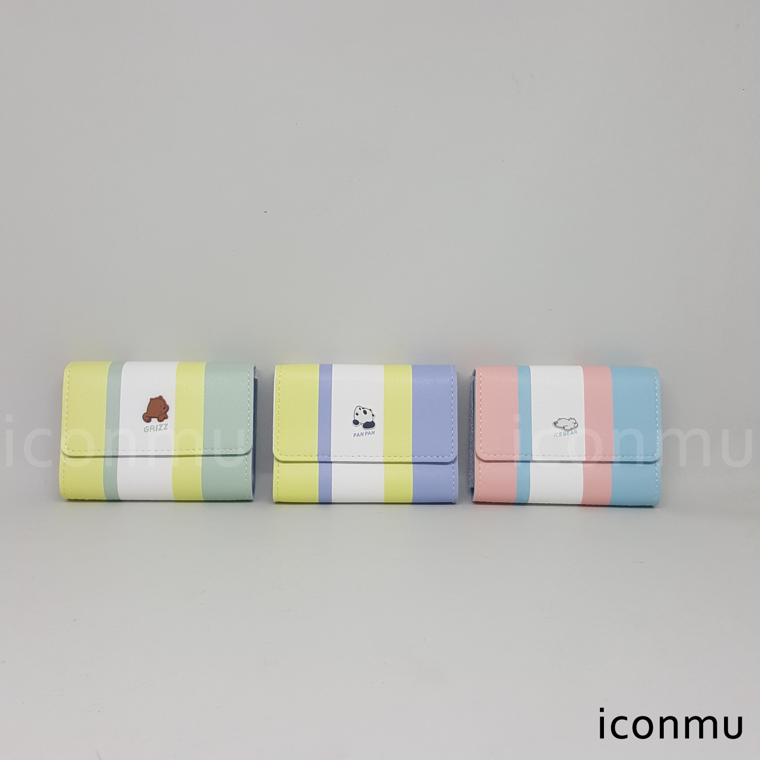 MINISO Dompet Kartu Motif Stripe We Bare Bears Card Holder WBB