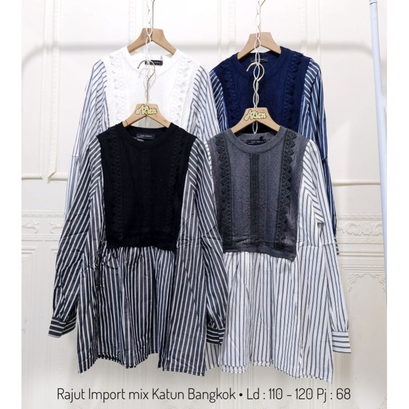 Atasan Rajut kombinasi Salur by Zara Woman