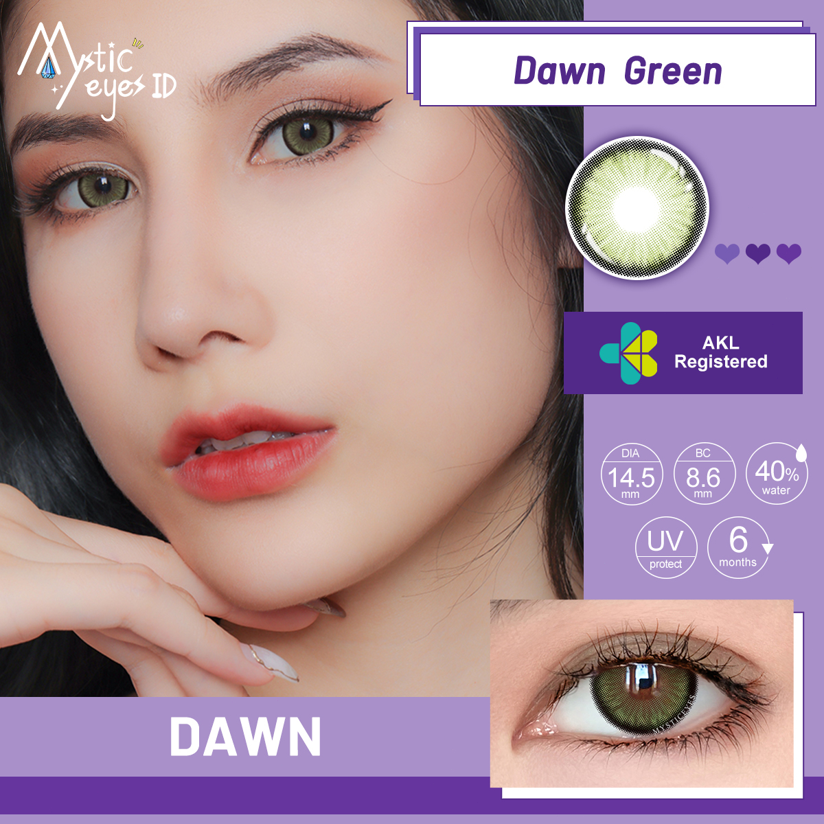 MYSTICEYES SOFTLENS DAWN SERIES BLUE BRWON GREEN  GREY lensa kontak 14.5MM  BIG EYES