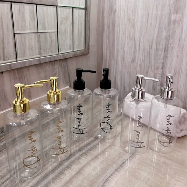 BOTOL BENING N28 500ML SILVER / GOLD EDITION PUMP LUXURY .  aesthetic bottle minimalist refill organizer dapur dispenser soap liquid  bisa custom tempat sabun cair estetik