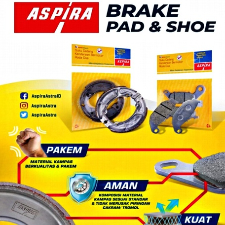 Brake Shoe Kampas Rem Tromol Plus Per Aspira Beat Fi Beat Karbu Vario 110 Karbu Vario 125 150 Beat Esp Scoopy Fi Spacy