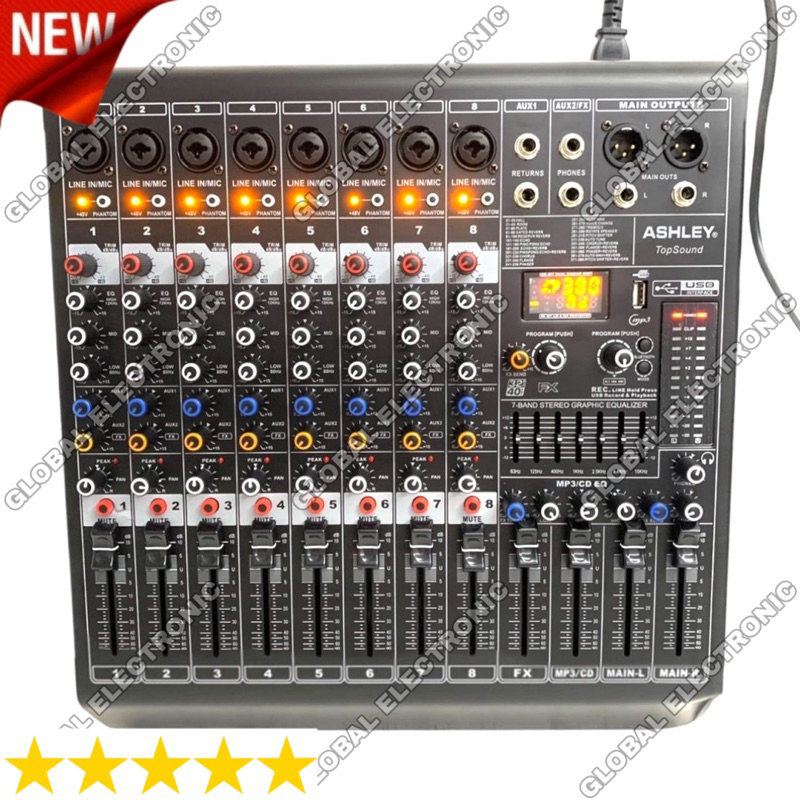Mixer Power Ashley Top Sound 8 Topsound 8 Channel Original Ashley