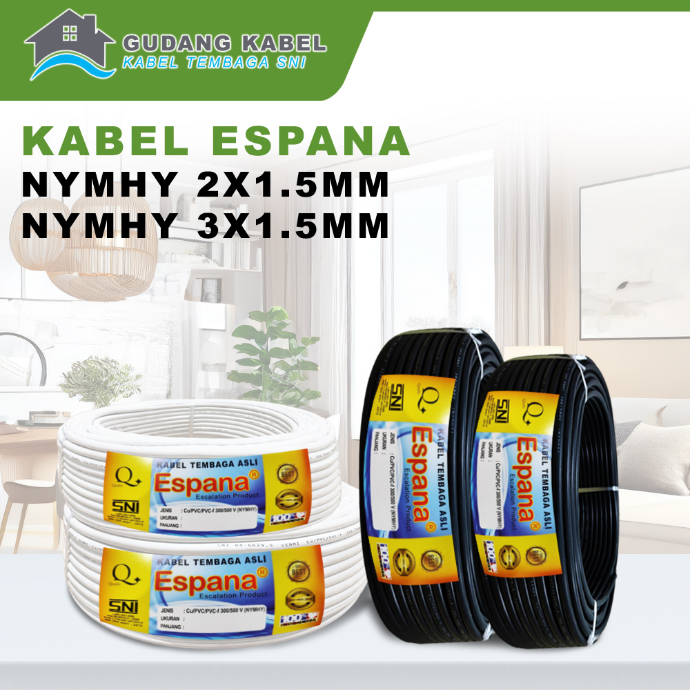 Kabel NYMHY 2x1.5mm 3x1.5mm Espana / Kabel Listrik NYMHY Tembaga Asli