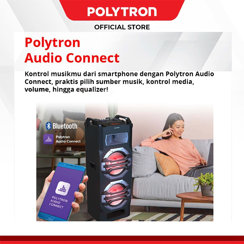 Speaker Portable Bluetooth Polytron PTS 12KF25 FREE 2 MIC WIRELESS