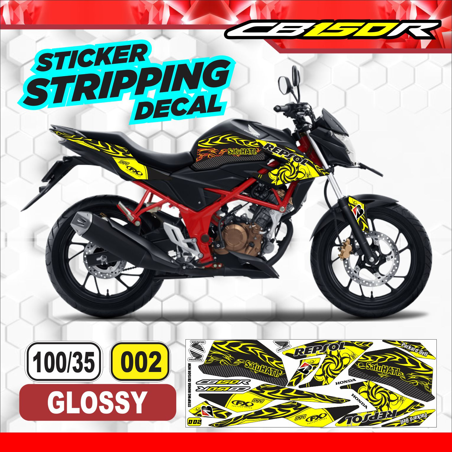striping variasi Honda CB150R New /sticker decal motor CB150R New /stiker lis polet Honda CB150R New
