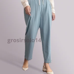 Celana Highwaist Katun Linen Model Saku Depan Jumbo Big Size XL / Celana Kasual Katun Linen / Highwaist Lala