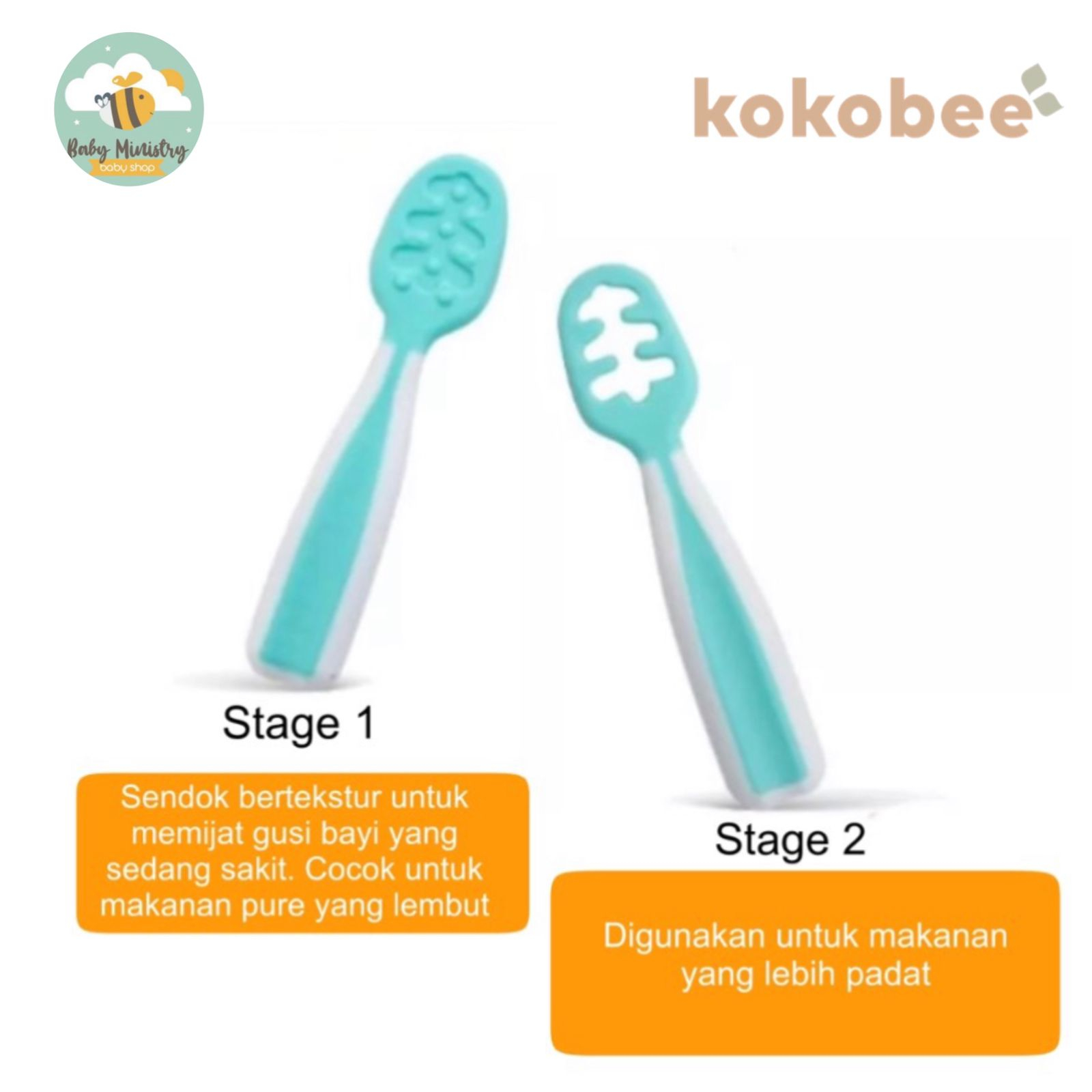 KOKOBEE BABY PRE SPOON SET / SENDOK DAN GARPU / NUMNUM / Training spoon / BLW / Dips Glacier spoon /sendok bayi/ sendok makan bayi / alat makan bayi