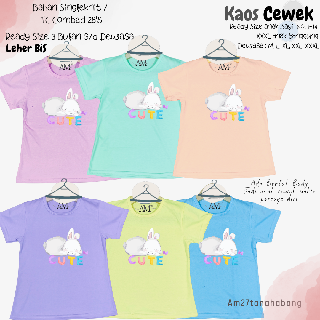 Baju Anak Cewek 3 bulan-10 tahun Kelinci- Kaos003