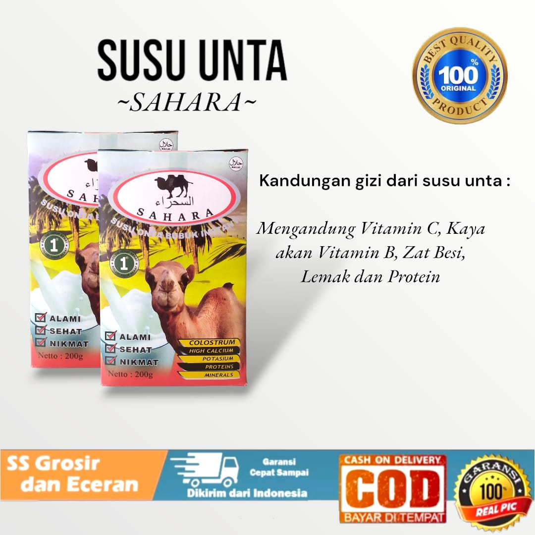 

Paket 2 Box Susu Unta Sahara || Susu Unta Bubuk Instan 200 gram || Menjaga kesehatan Otak dan Mencegah penuaan