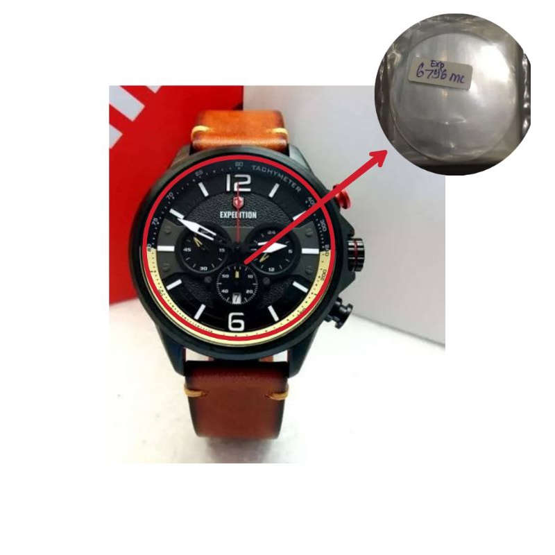 kaca jam tangan pria expedition 6796 m original