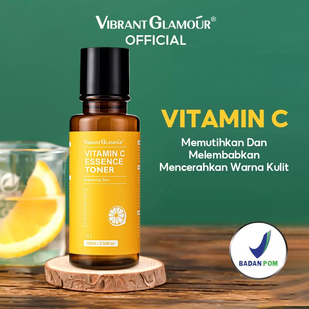 VIBRANT GLAMOUR Vitamin C Toner 100ml Memutihkan Melembabkan Mencerahkan Warna Kulit Fading Dark Spots