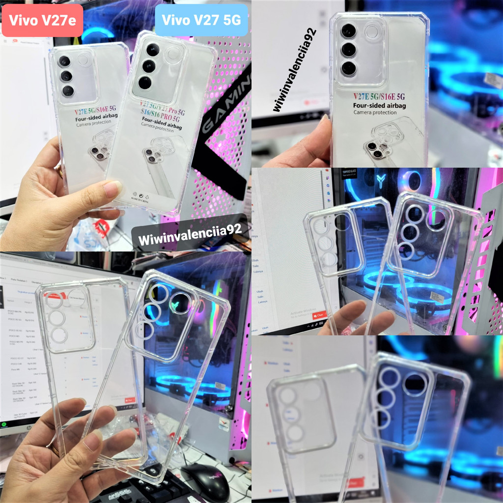 BARU TPU TEBAL Case KOTAK Vivo V27 V27e  Softcase Bening Crack/Soft Casing AirBag Anti Fall Protecth Camera/Silikon-Silicon-Silicone Glossy Transparent-Transparan Bumper KINGKONG HD SQUARE EDGE CLEAR Galaxy Original ORI Murah 5G PLUS FE V 27 V2 7 V27 e 4G