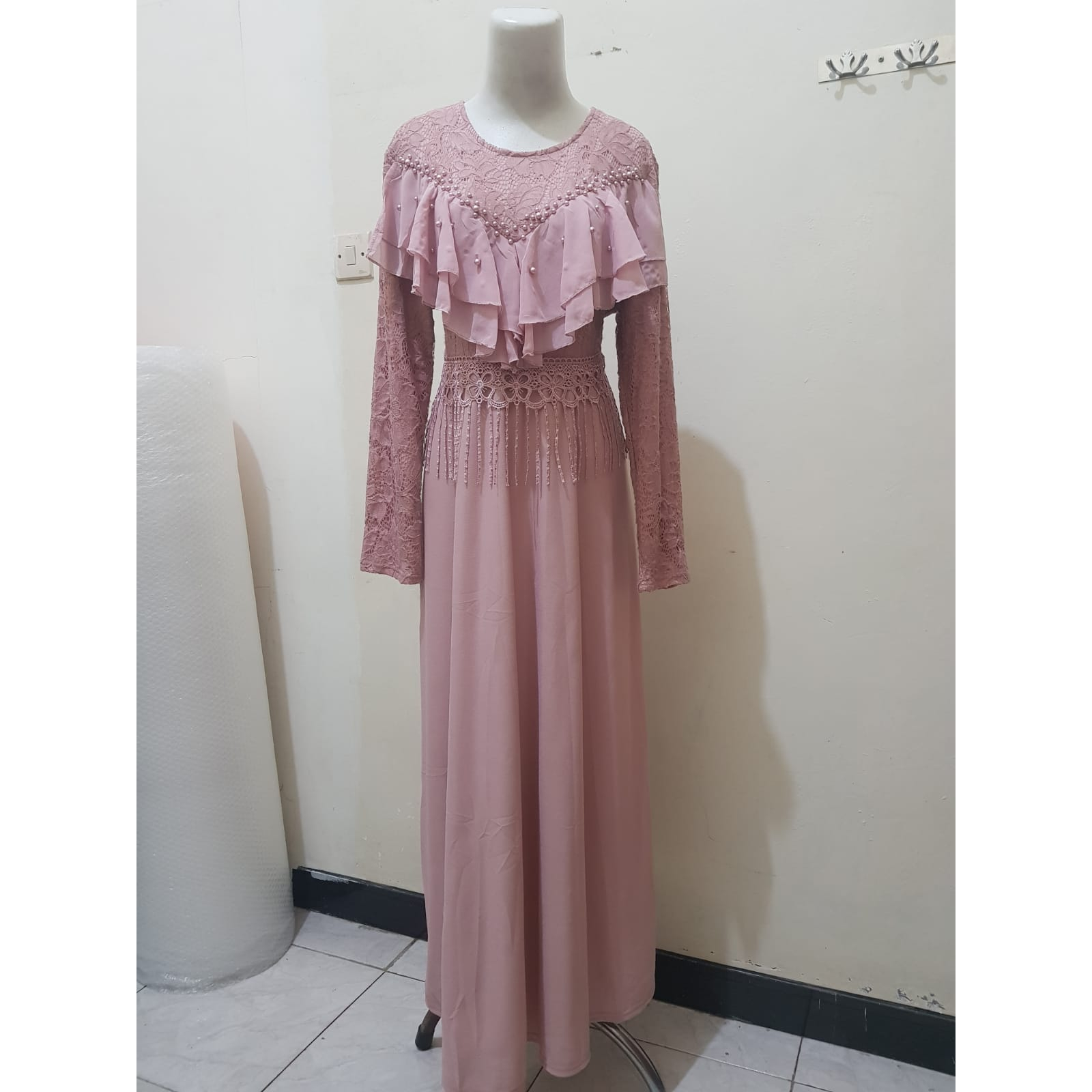 gamis brokat rumbai