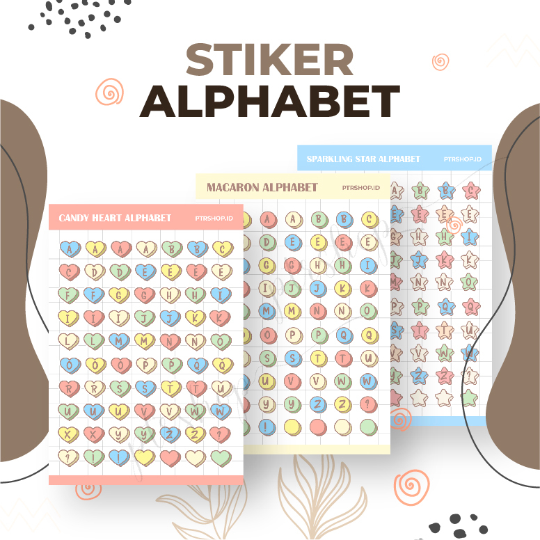 

STIKER HURUF MACARON / STICKER ALPHABET CANDY / STICKER ALPHABET STAR / STIKER DEKORASI AESTHETIC