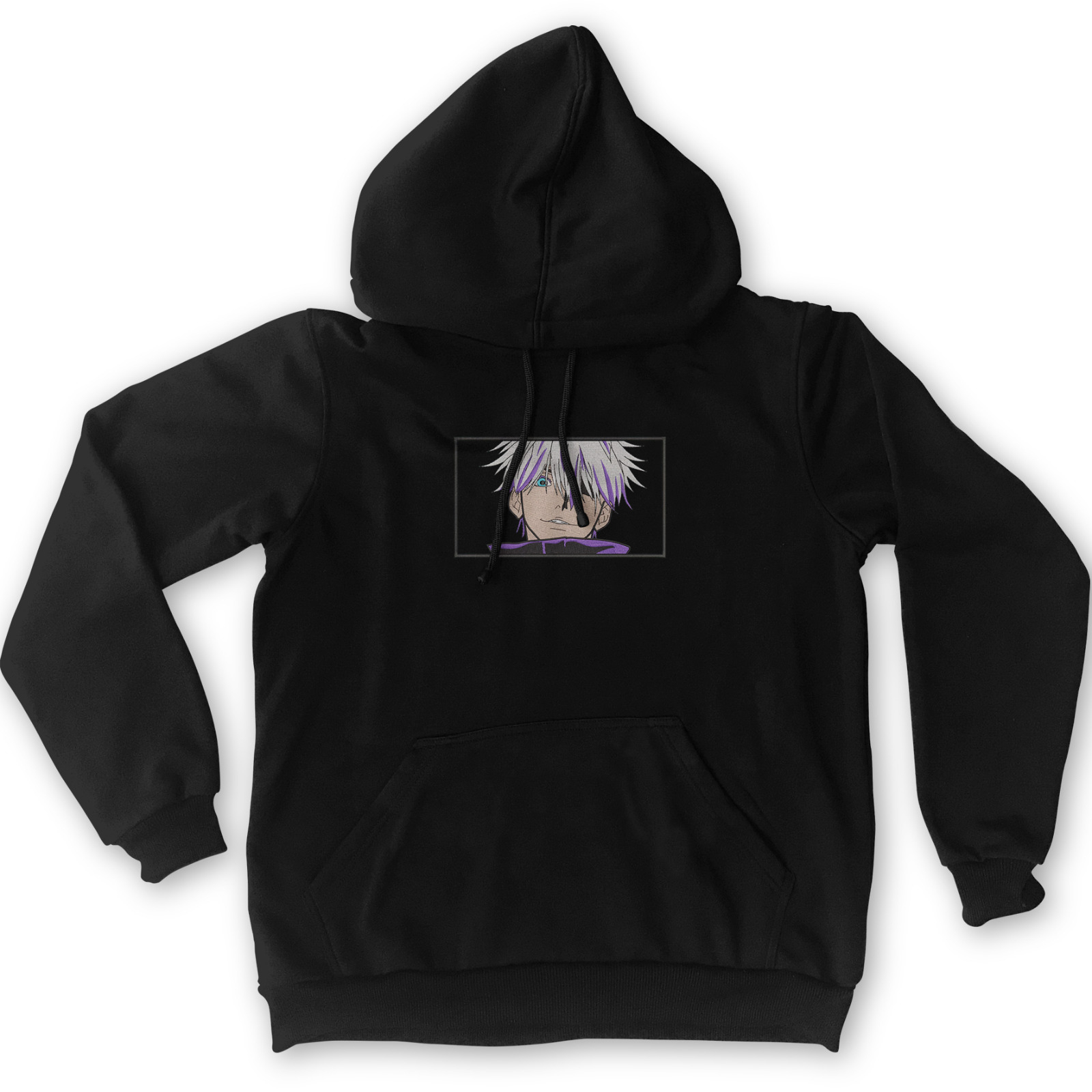 Hoodie Gojo Smirk Embroidery Black Anime Manga Jujutsu Kaisen Premium Unisex