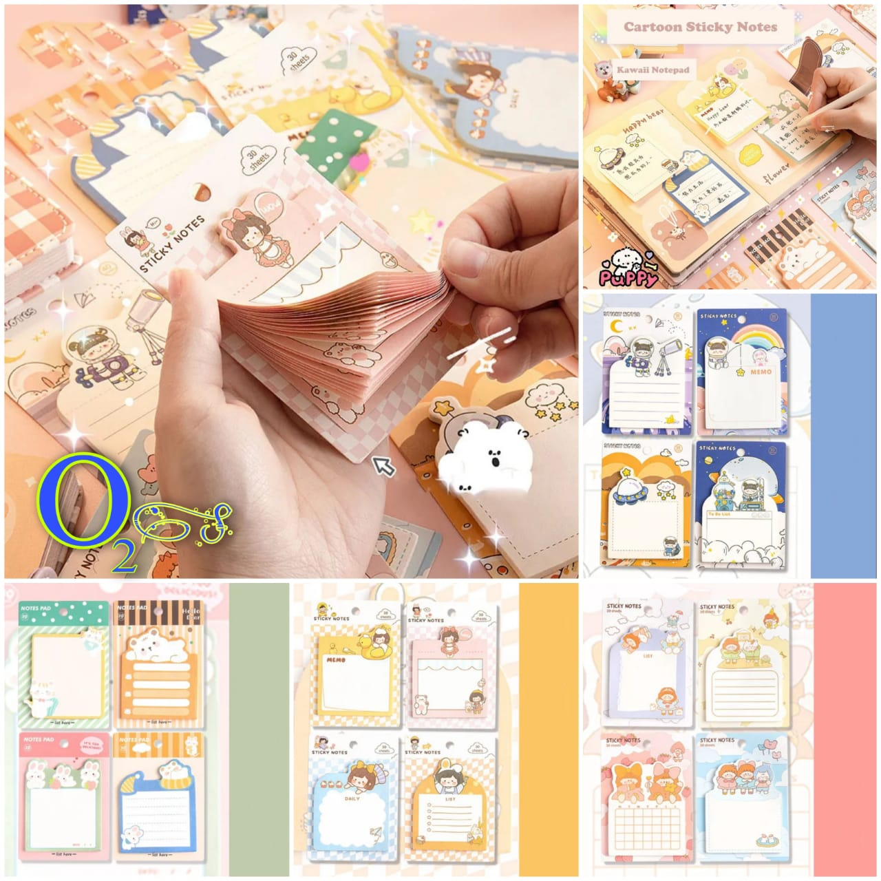 

O2S - Sticky Notes Motif Lucu dan Kawaii Kertas Catatan Memo Karakter Lucu