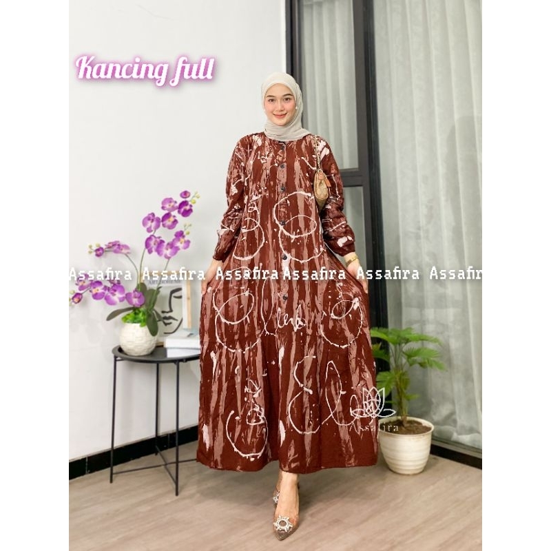 GAMIS TWILL RAYON KANCING FULL BUSUI FLOY LD 110 KAIN ADEM TEBAL TERBARU KEKINIAN DAN TERLARIS//HOME DRESS DAILY//GAMIS CANDIMEKAR MALAMAN ASLI PEKALONGAN