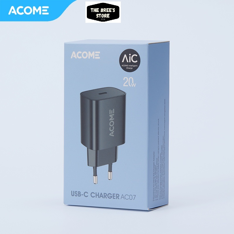 ACOME Charger Original 20W PD USB-C Fast Charging Garansi Resmi 1 Tahun AC07