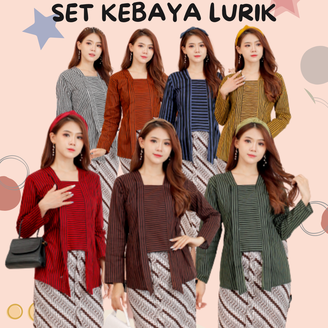 KEBAYA LURIK PEREMPUAN DEWASA TENUN HALUS SET ROK BATIK