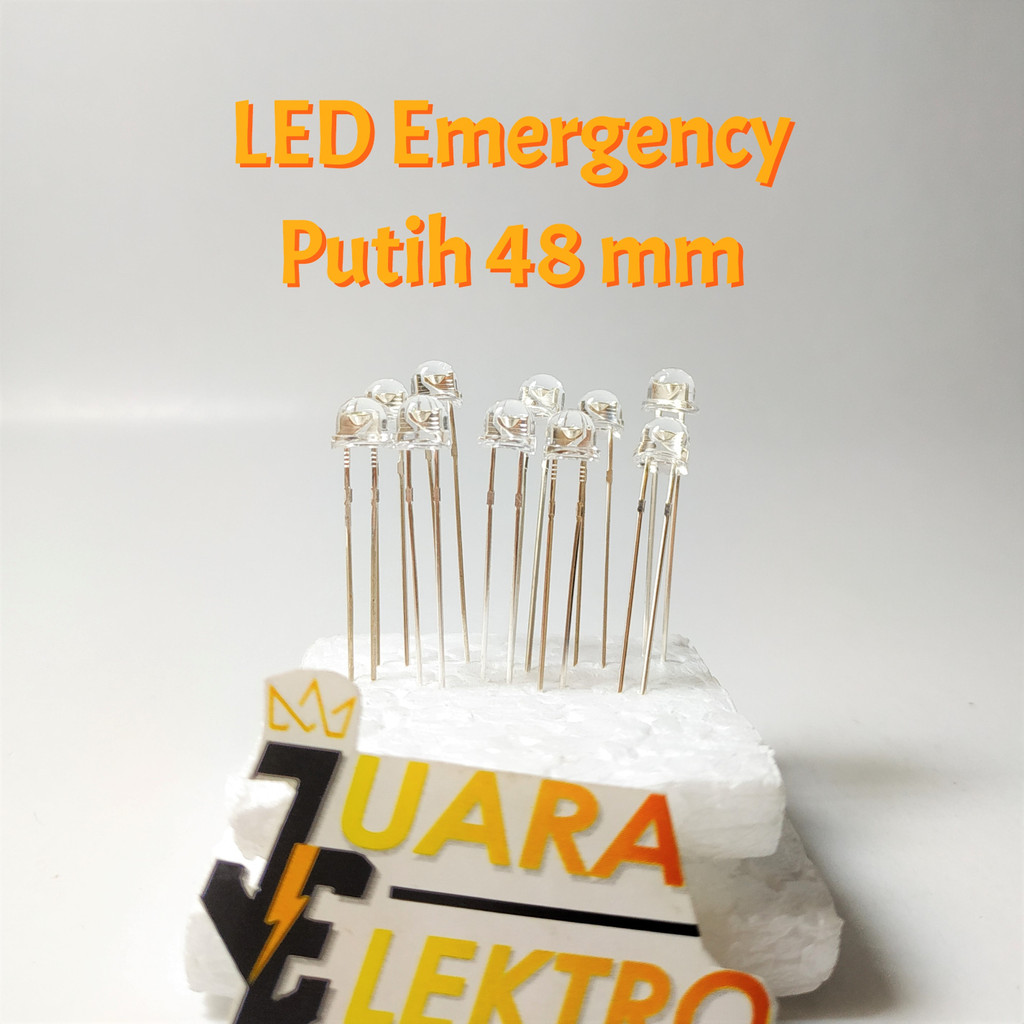 (10 PCS) Lampu LED 4.8 mm Emergency (Senter) Nyala Putih | LED EMERGENCY Putih 4.8 mm