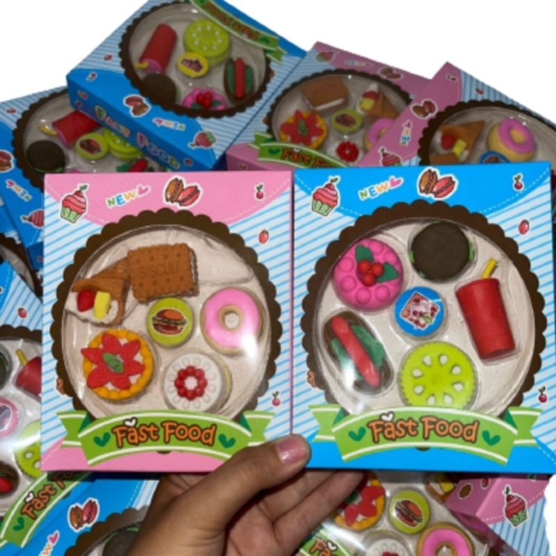

BISA COD PENGHAPUS FAST FOOD BENTUK MAKANAN LUCU SOUVENIR ULANG TAHUN ANAK MURAH BURGER DONAT BISKUIT