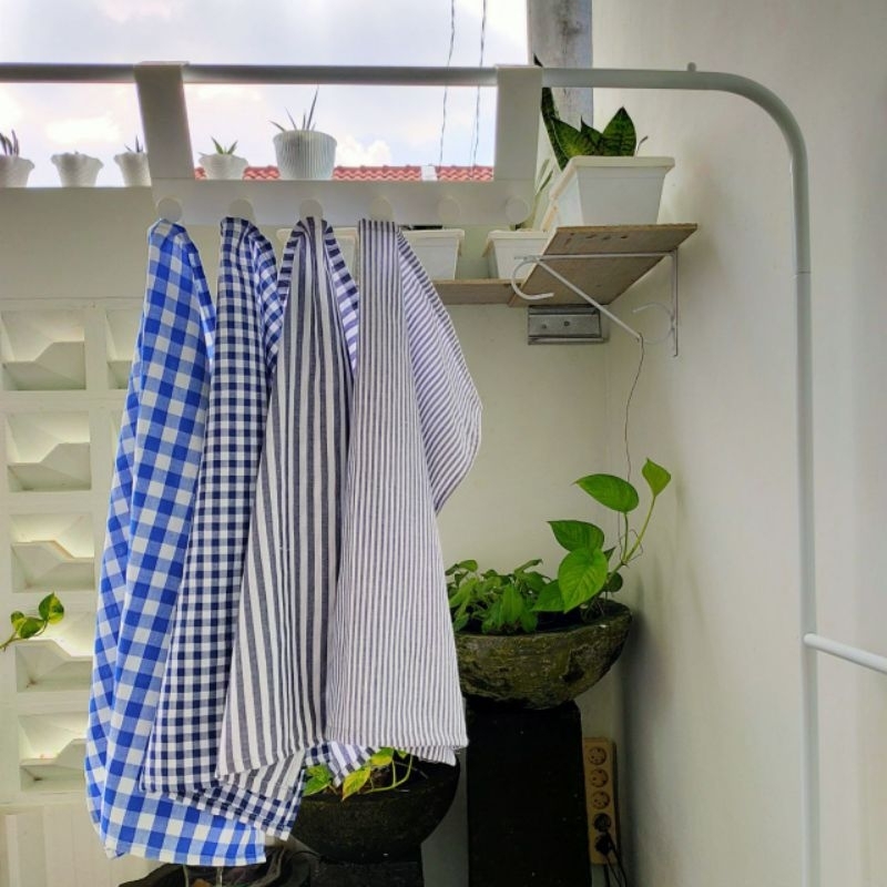 KAIN LAP SERBET DAPUR SERBAGUNA / TAPLAK MEJA AESTHETIC MOTIF KOTAK BIRU