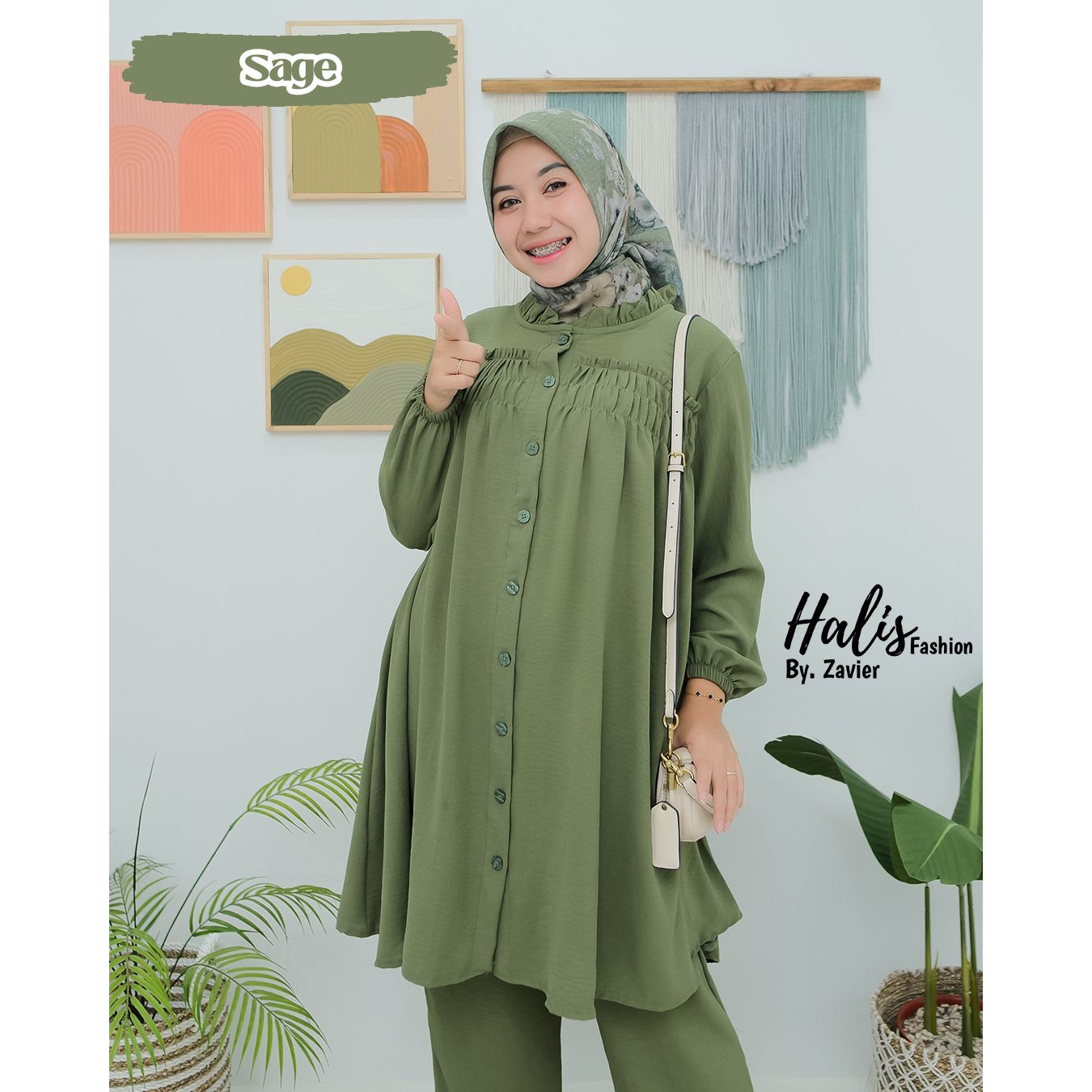 Set Celana Halis Fashion Original/ Halis Oneset/ Set Wanita Matt Cringkle