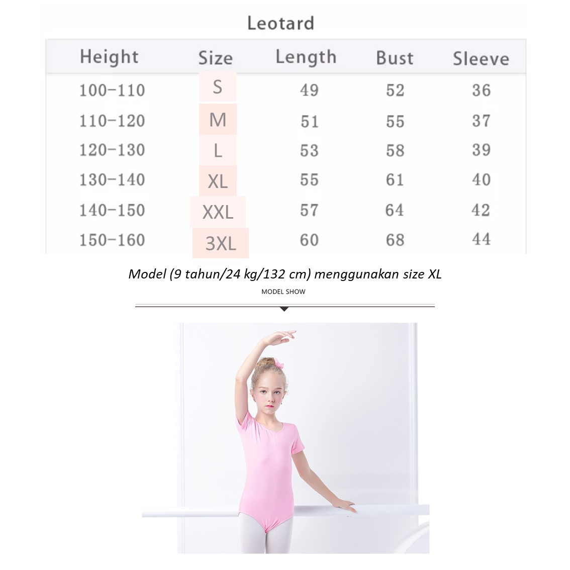 LEOTARD MESH V NECK BAJU GYM BALET COTTON SPANDEX KIDS ANAK