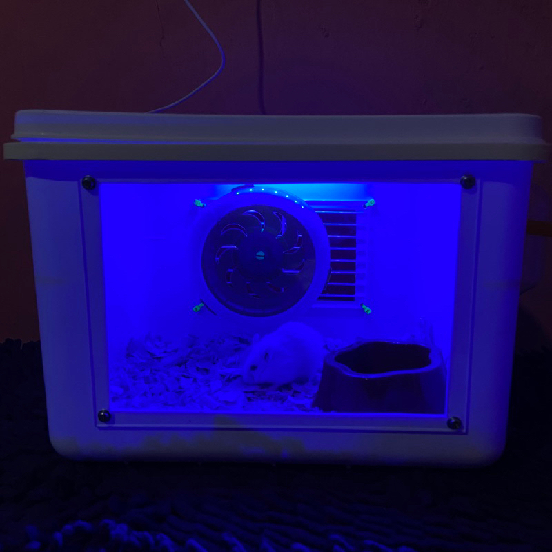 Kandang Hamster / Landak Mini / Gerbil / Marmut Reptil Box Eskrim 8L kandang Akrilik dengan LED