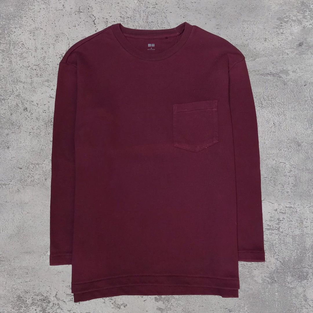 longsleve uniqlo pocket maroon